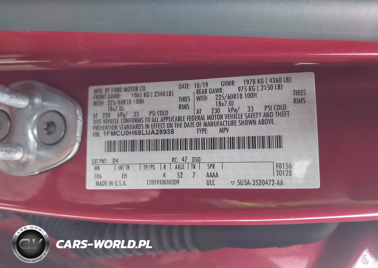 2020 Ford Escape Sel VIN:1FMCU0H68LUA28938 - 9