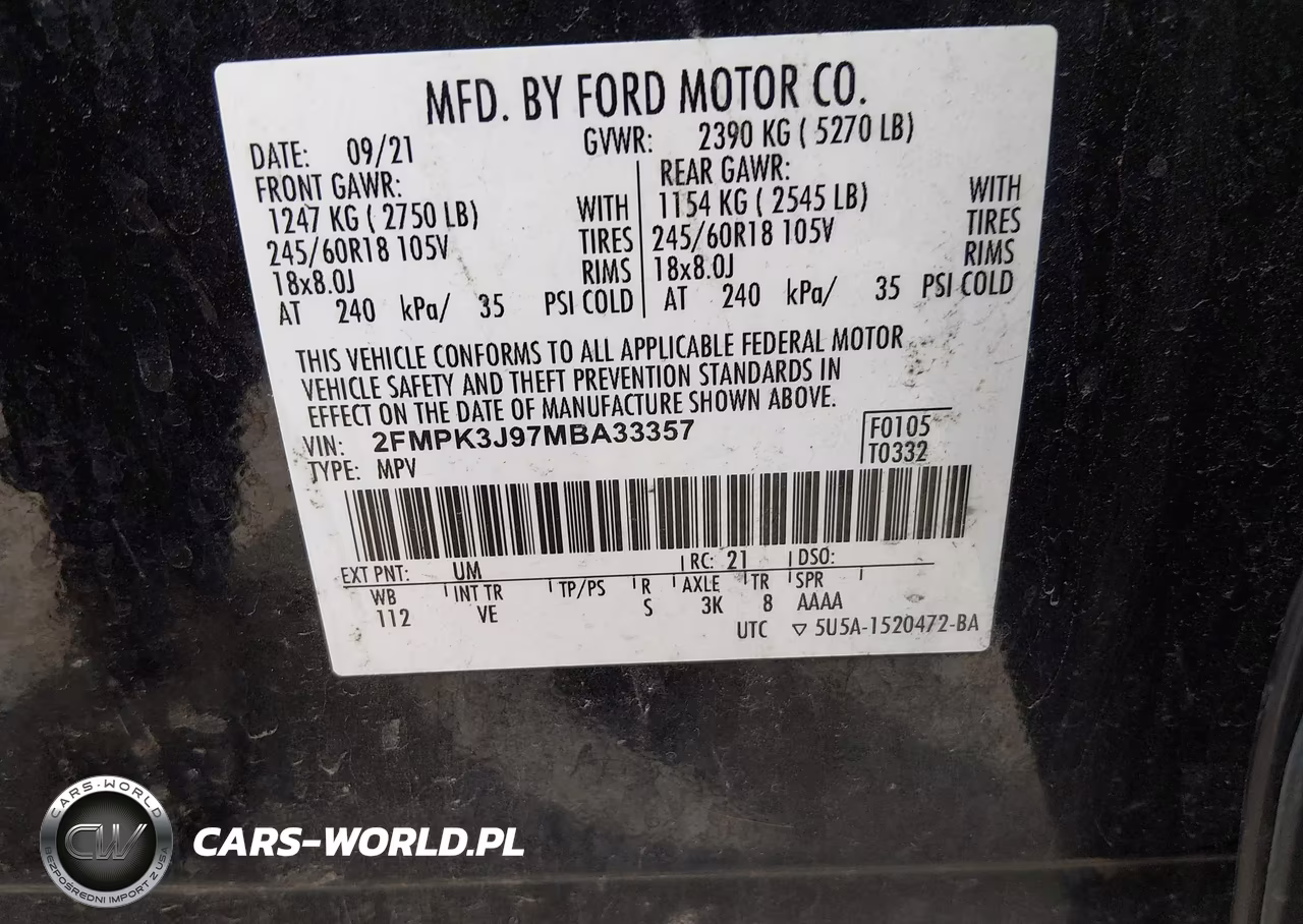 2021 Ford Edge Sel VIN:2FMPK3J97MBA33357 - 9