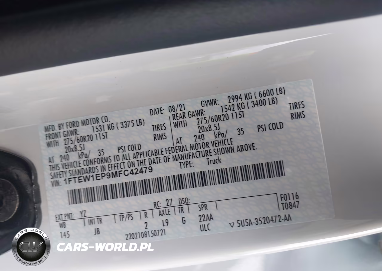 2021 Ford F-150 Xl VIN:1FTEW1EP9MFC42479 - 9