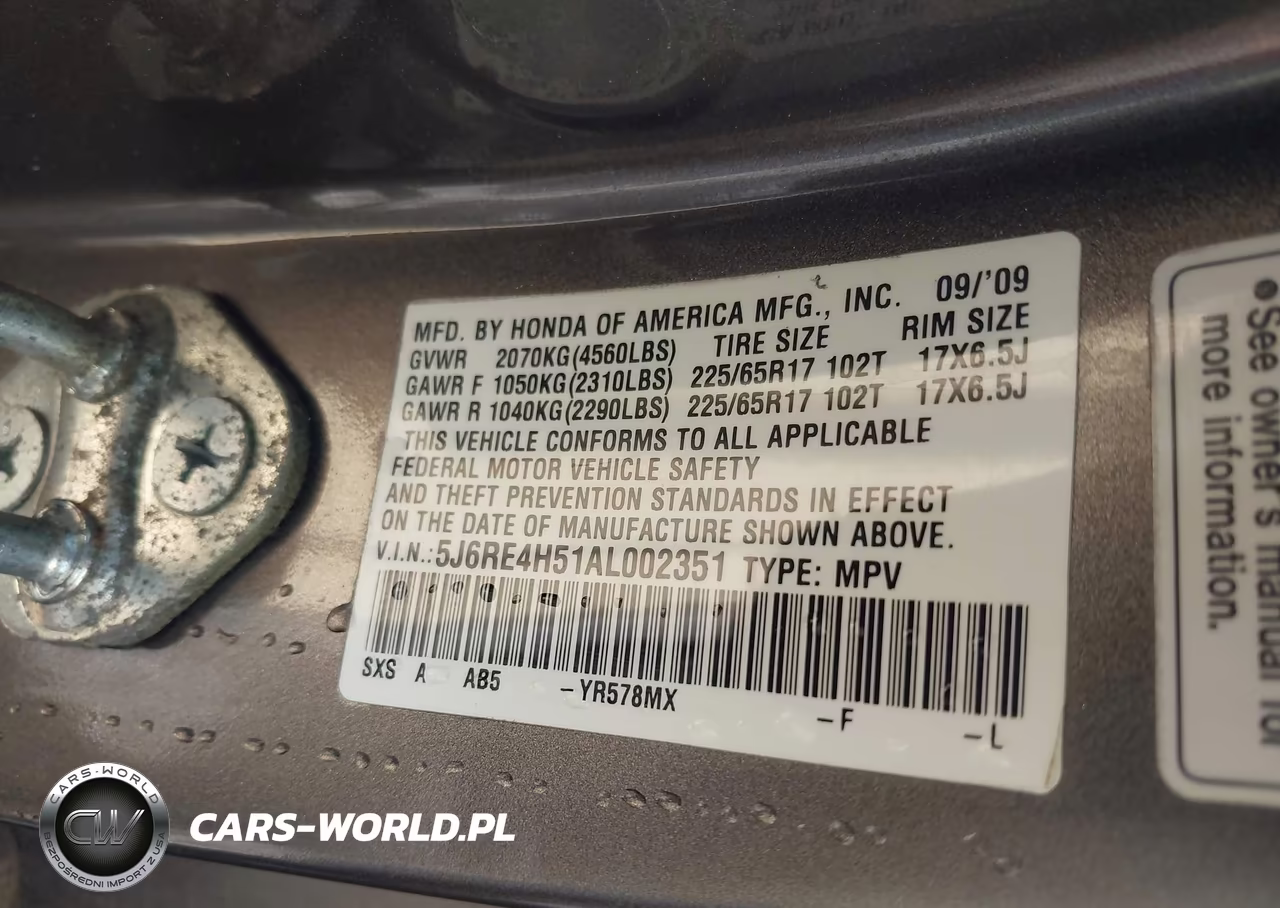 2010 Honda Cr-V Ex VIN:5J6RE4H51AL002351 - 9