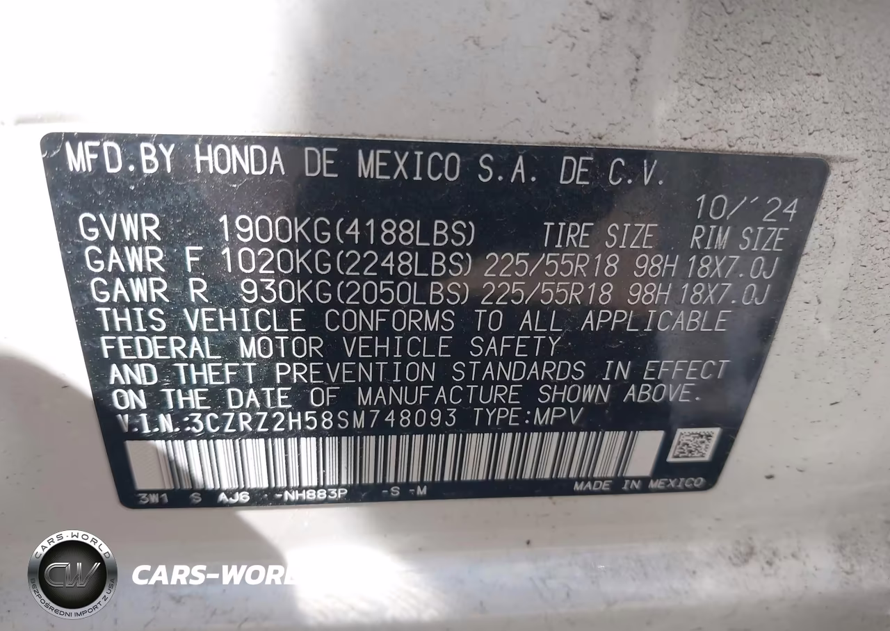 2025 Honda Hr-V Awd Sport VIN:3CZRZ2H58SM748093 - 9