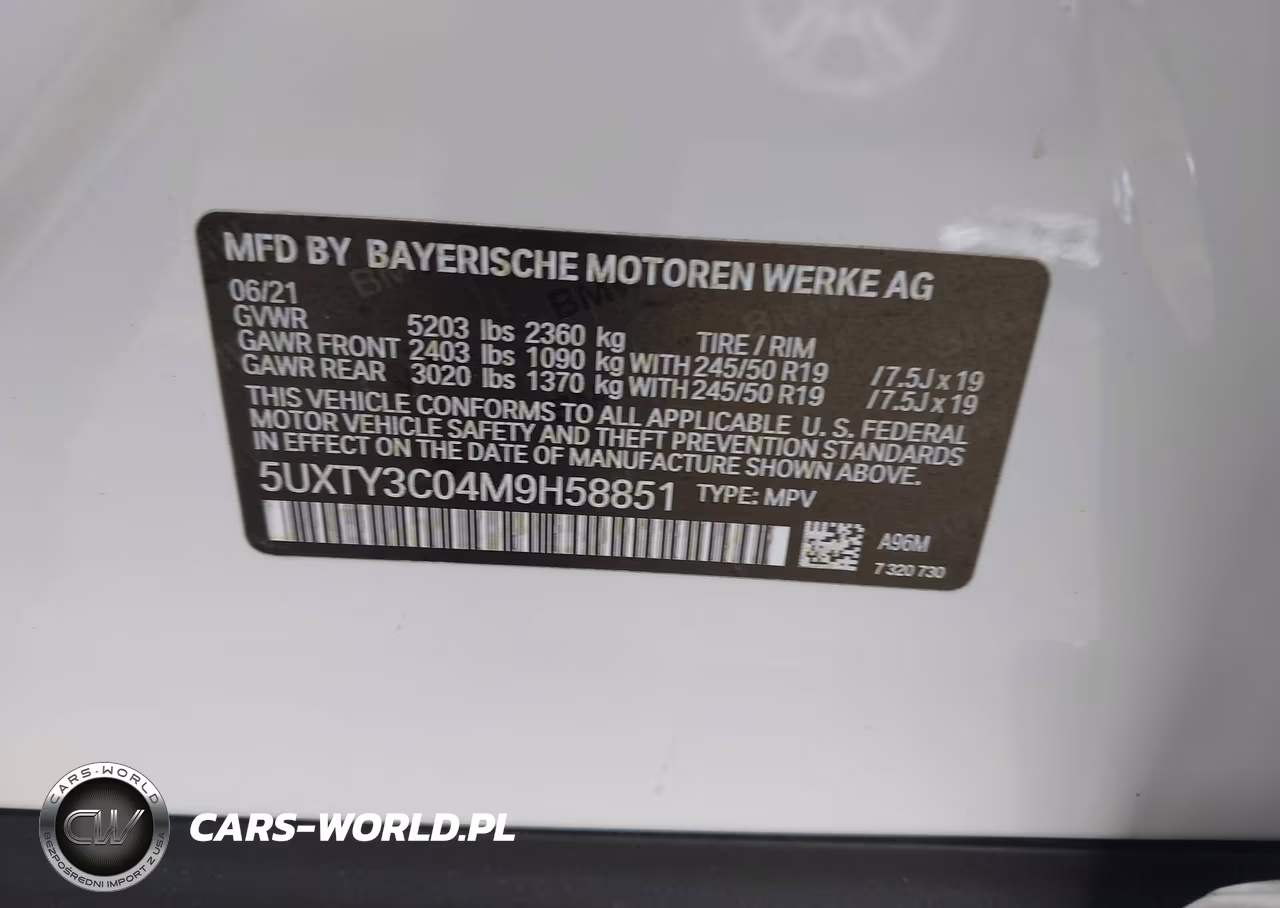 2021 BMW X3 Sdrive30I VIN:5UXTY3C04M9H58851 - 9