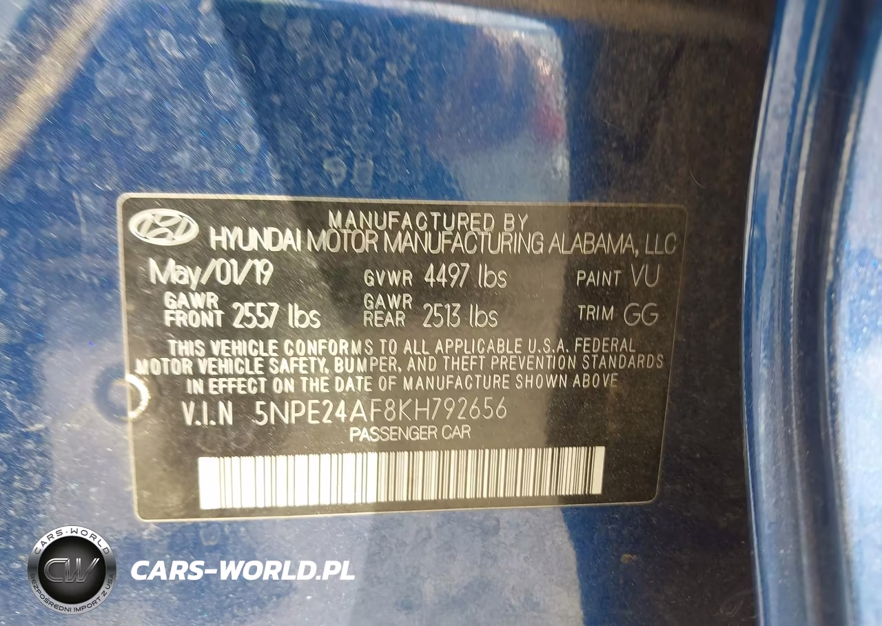 2019 Hyundai Sonata Se VIN:5NPE24AF8KH792656 - 9