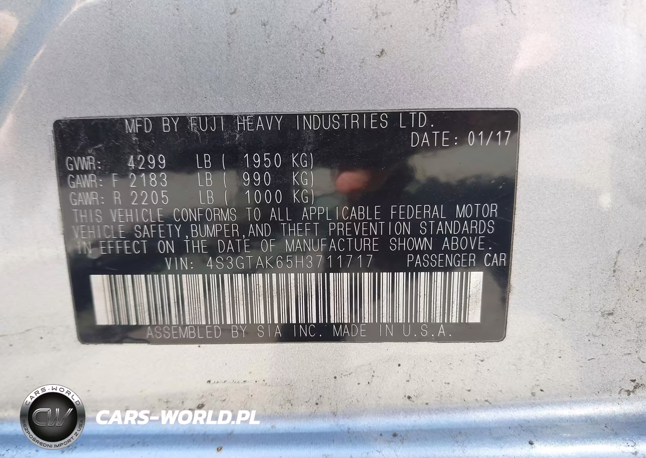 2017 Subaru Impreza 2.0I Sport VIN:4S3GTAK65H3711717 - 9