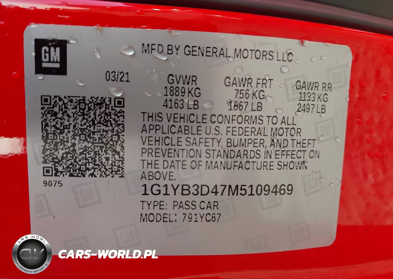 2021 Chevrolet Corvette Stingray Rwd 2Lt VIN:1G1YB3D47M5109469 - 9