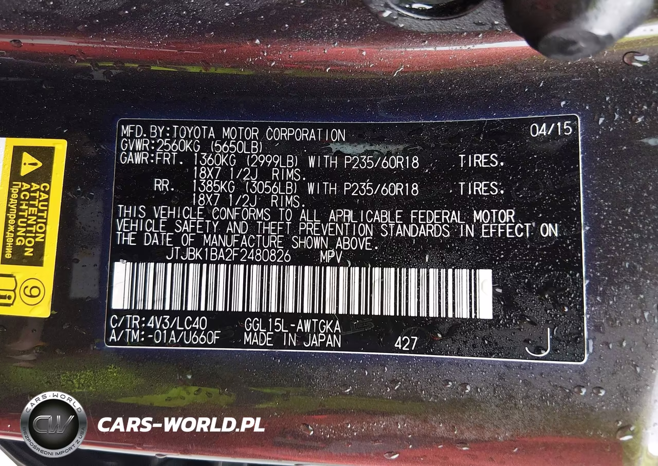 2015 Lexus Rx 350 VIN:JTJBK1BA2F2480826 - 9