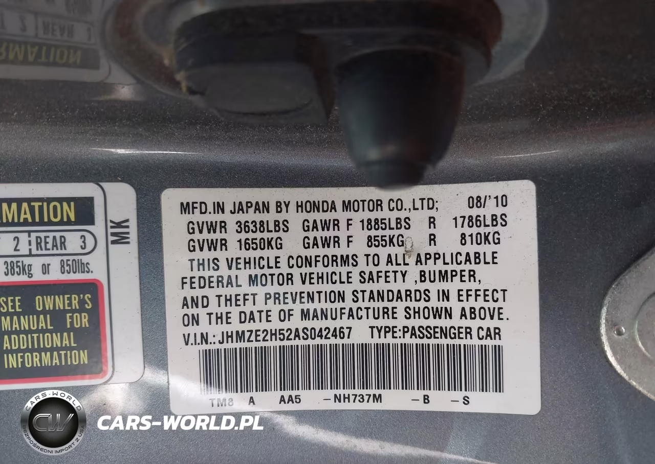 2010 Honda Insight Lx VIN:JHMZE2H52AS042467 - 9