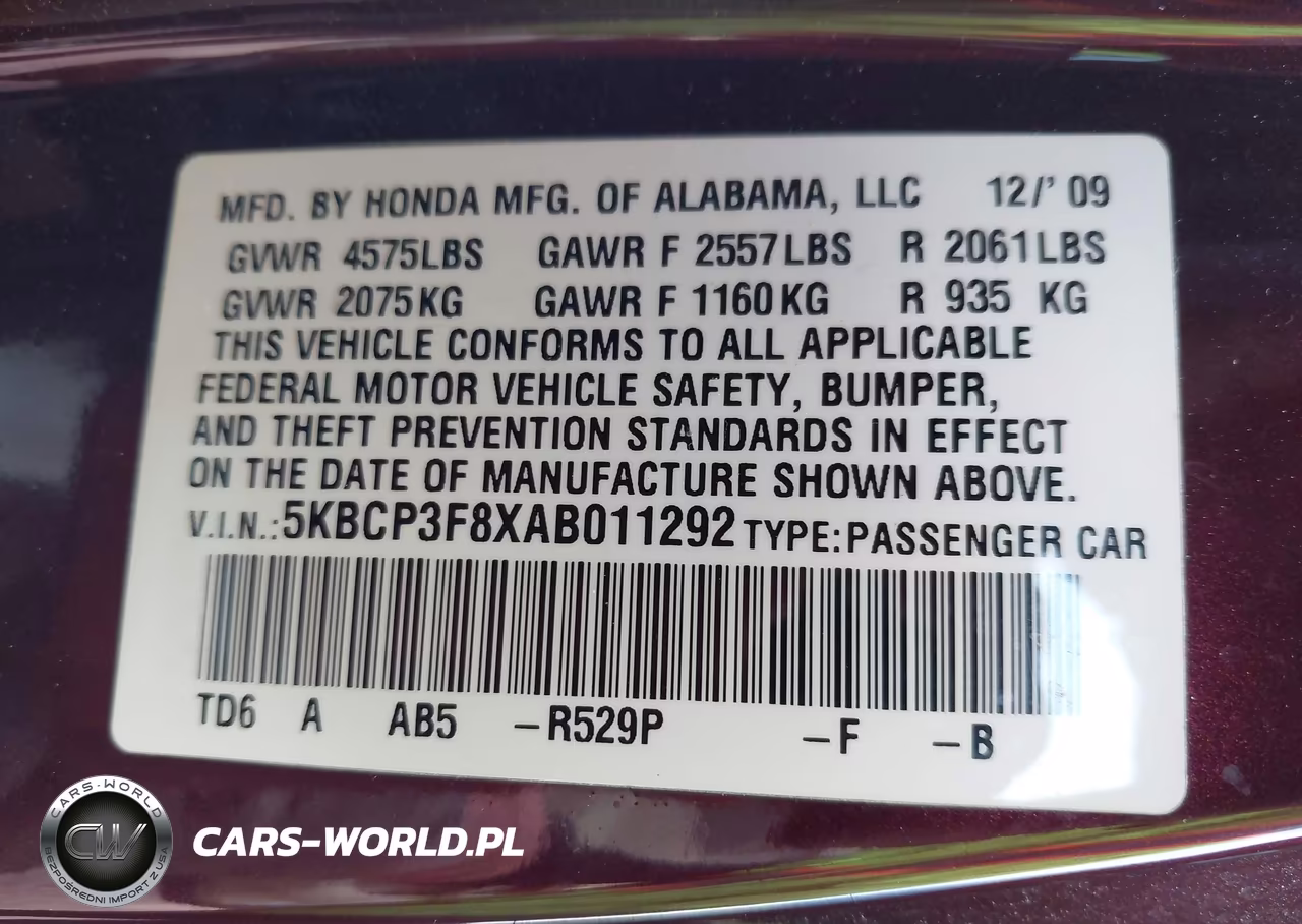 2010 Honda Accord 3.5 Ex-L VIN:5KBCP3F8XAB011292 - 9