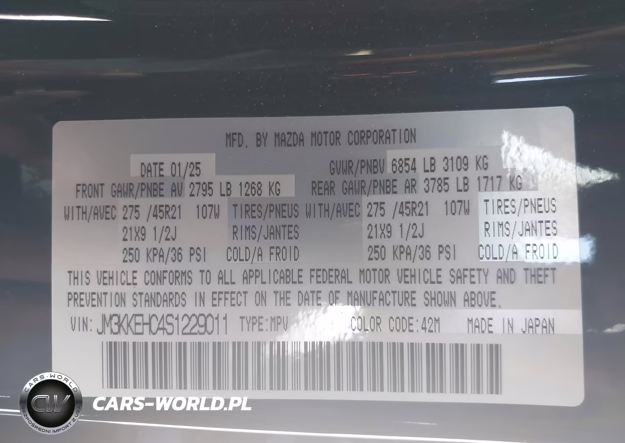 2025 Mazda Cx-90 3.3 Turbo S Premium Plus Package VIN:JM3KKEHC4S1229011 - 9