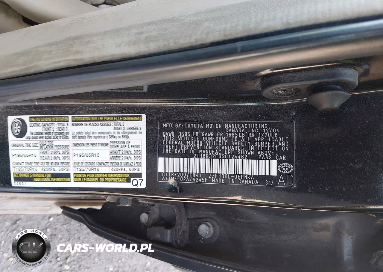 2005 Toyota Corolla Le VIN:2T1BR32E05C424462 - 9