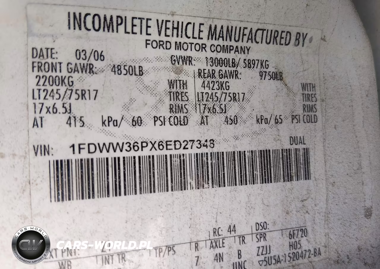 2006 Ford F-350 Chassis Lariat-Xl-Xlt VIN:1FDWW36PX6ED27348 - 9