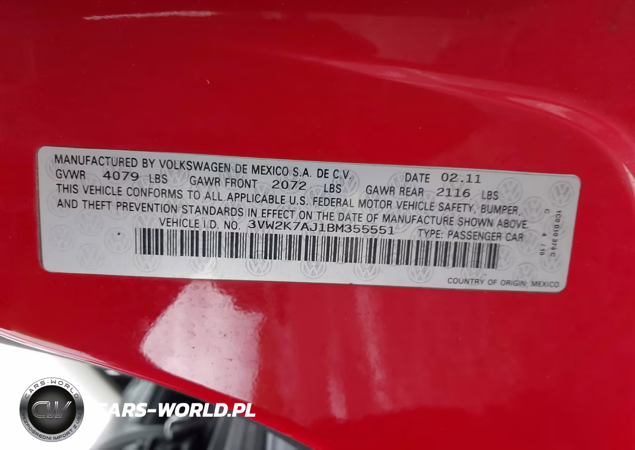 2011 Volkswagen Jetta 2.0L S VIN:3VW2K7AJ1BM355551 - 9