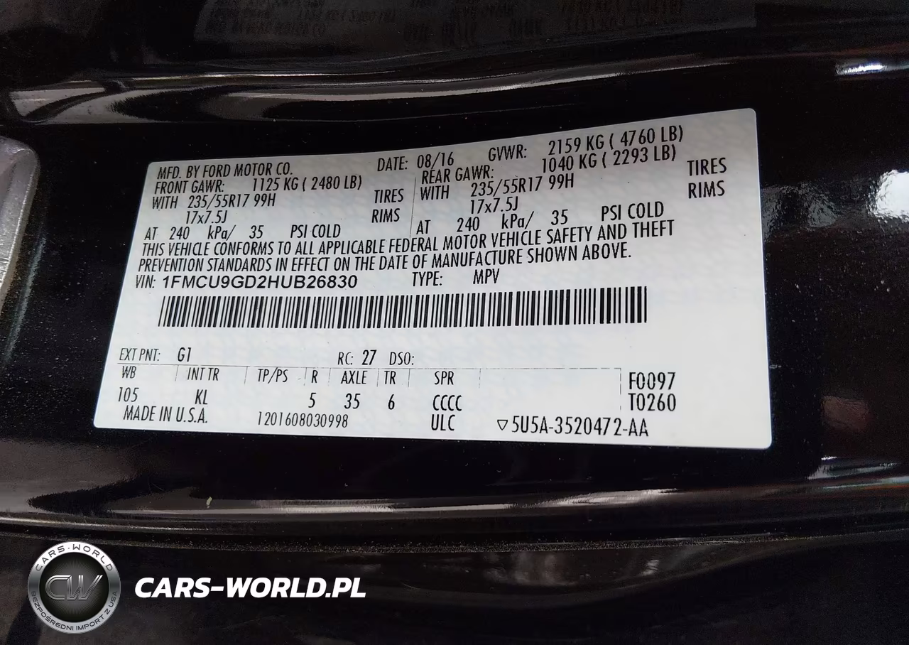 2017 Ford Escape Se VIN:1FMCU9GD2HUB26830 - 9