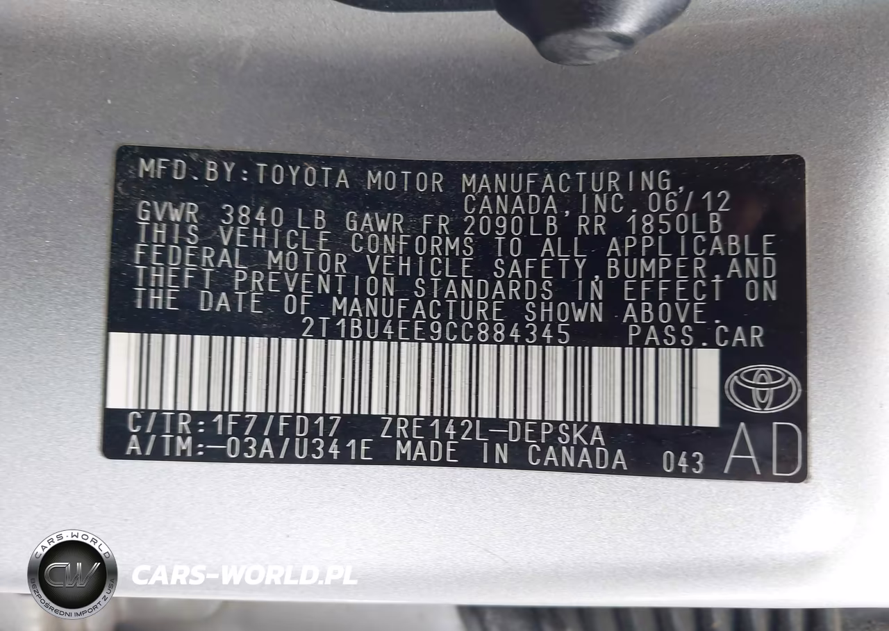 2012 Toyota Corolla S VIN:2T1BU4EE9CC884345 - 9