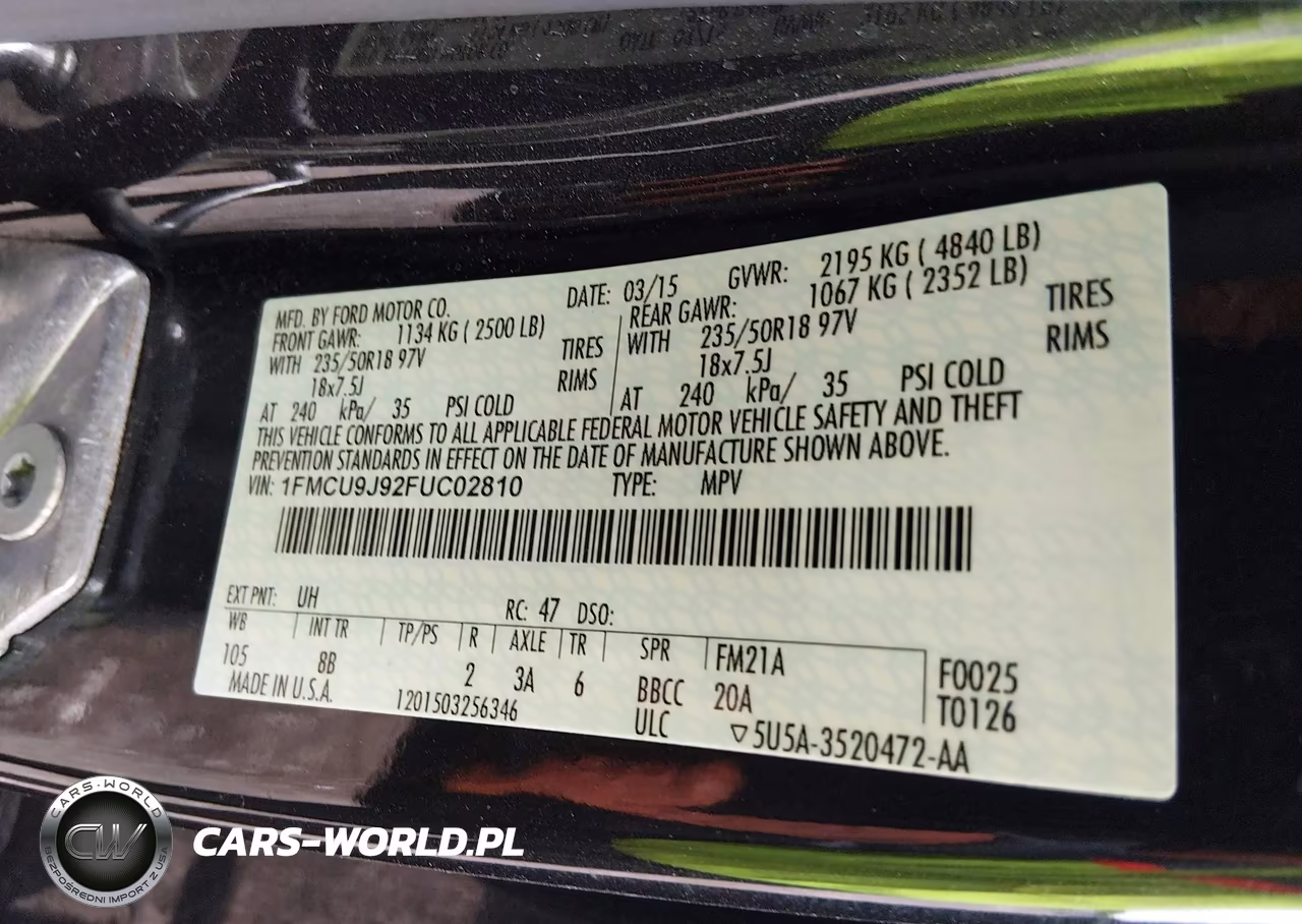 2015 Ford Escape Titanium VIN:1FMCU9J92FUC02810 - 9