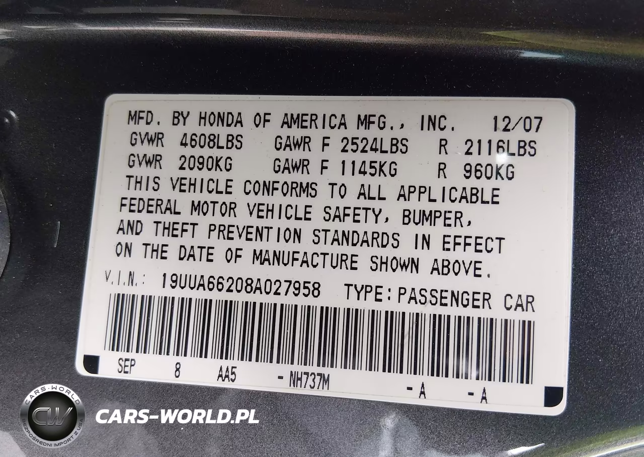 2008 Acura Tl 3.2 VIN:19UUA66208A027958 - 9