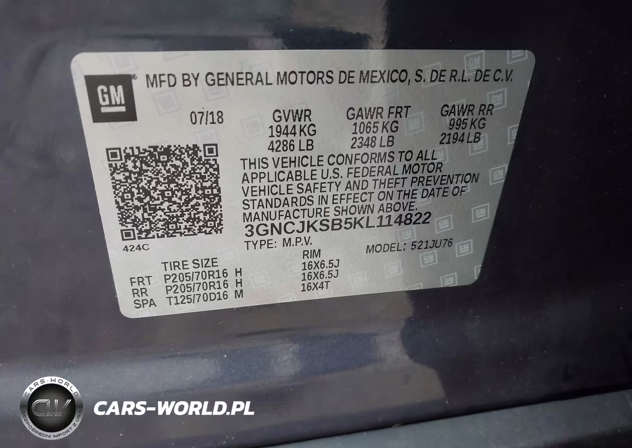 2019 Chevrolet Trax Ls VIN:3GNCJKSB5KL114822 - 9
