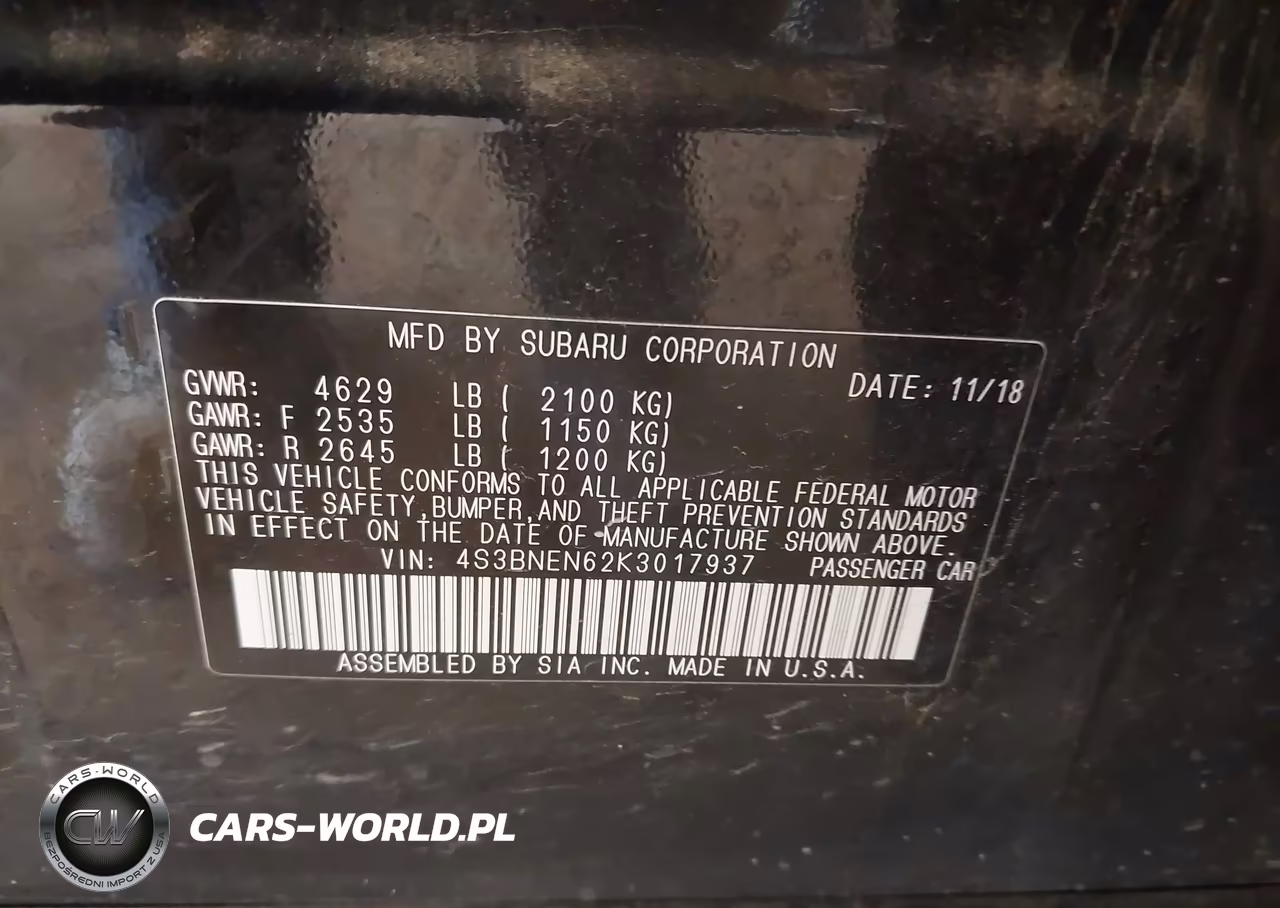 2019 Subaru Legacy 3.6R Limited VIN:4S3BNEN62K3017937 - 9