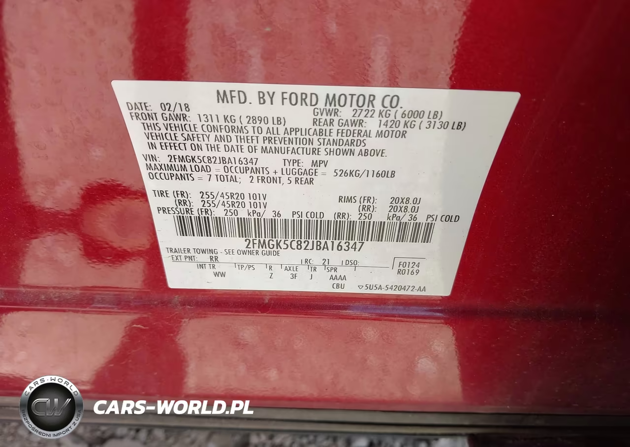 2018 Ford Flex Sel VIN:2FMGK5C82JBA16347 - 9