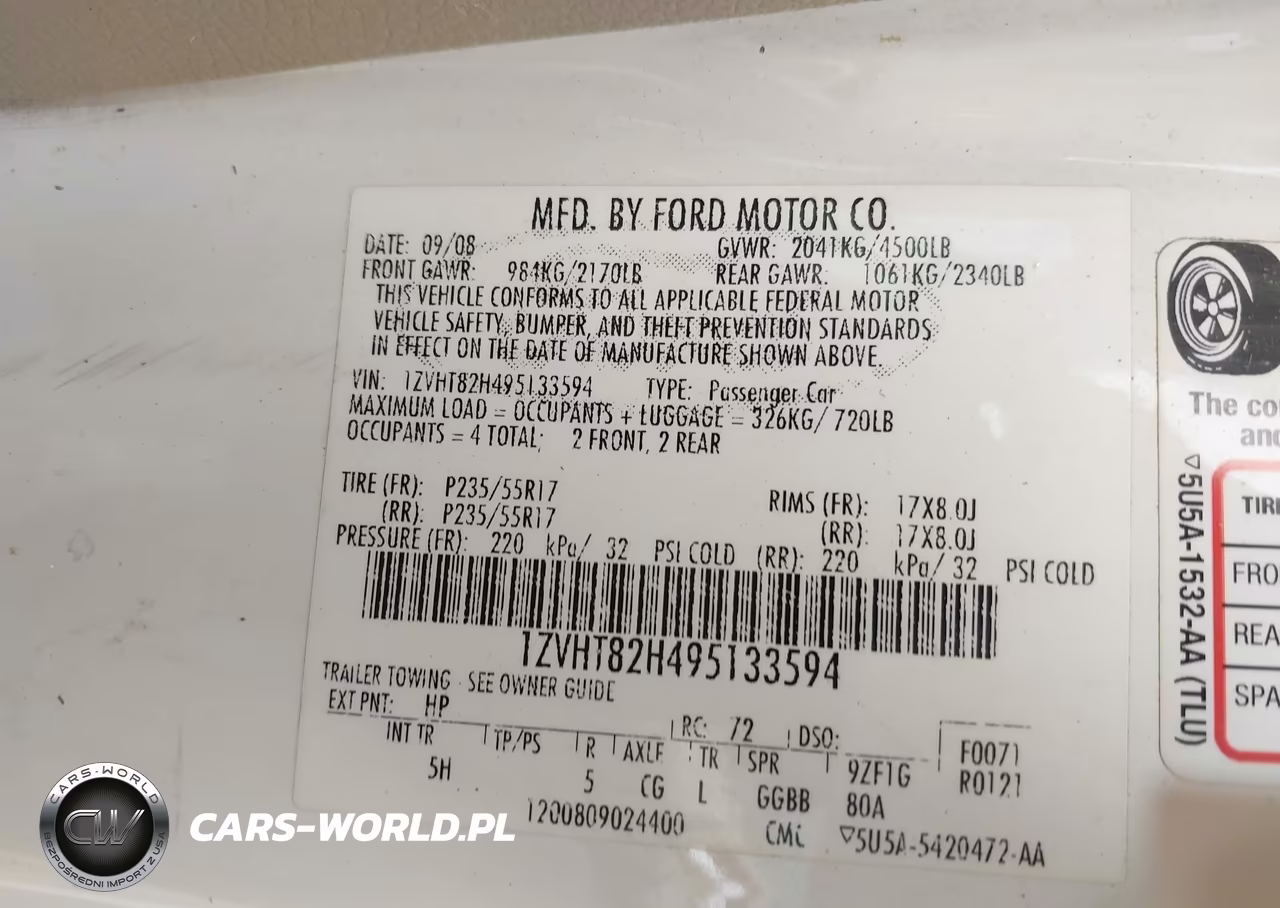 2009 Ford Mustang Gt Premium VIN:1ZVHT82H495133594 - 9