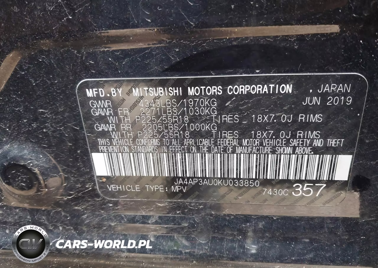 2019 MITSUBISHI OUTLANDER SPORT ES VIN:JA4AP3AU0KU033850 - 9