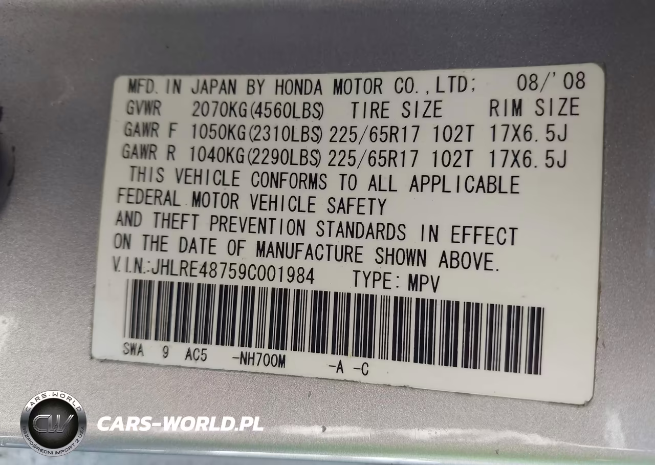 2009 Honda Cr-V Ex-L VIN:JHLRE48759C001984 - 9