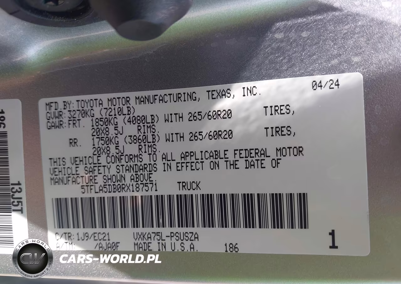 2024 Toyota Tundra Sr5 VIN:5TFLA5DB0RX187571 - 9