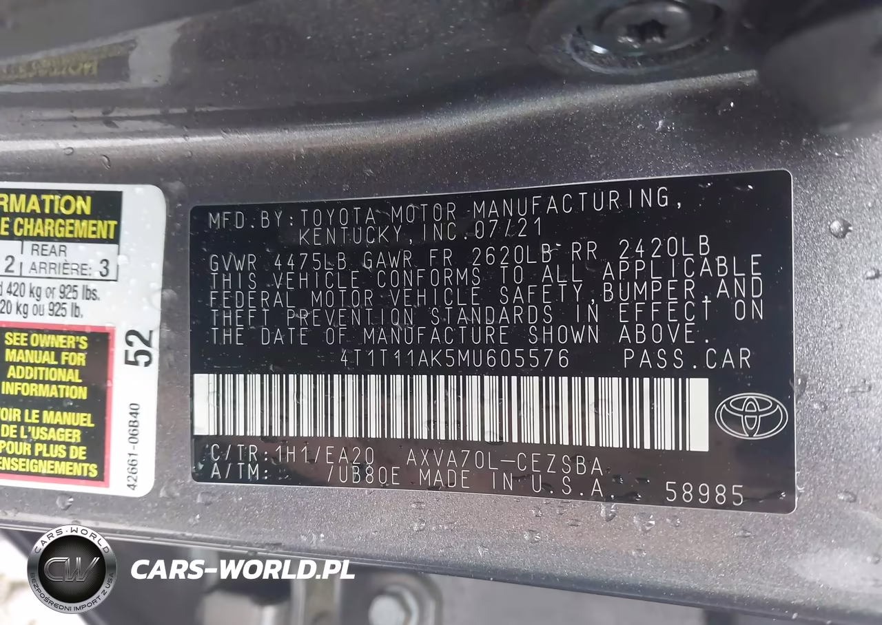 2021 Toyota Camry Se VIN:4T1T11AK5MU605576 - 9