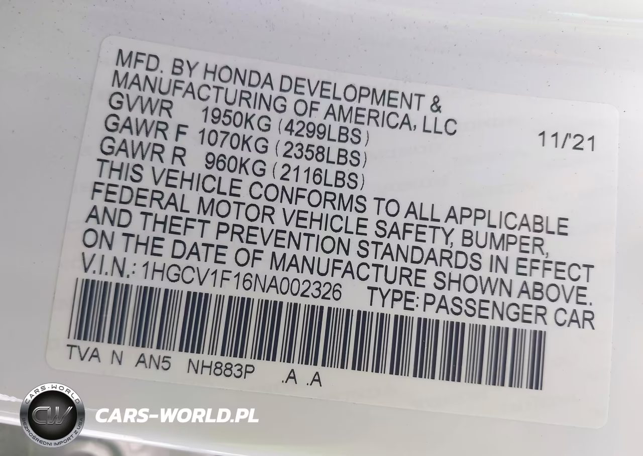 2022 Honda Accord Lx VIN:1HGCV1F16NA002326 - 9