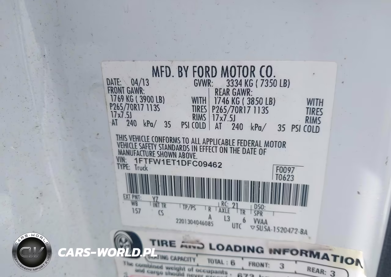 2013 Ford F-150 Xl VIN:1FTFW1ET1DFC09462 - 9