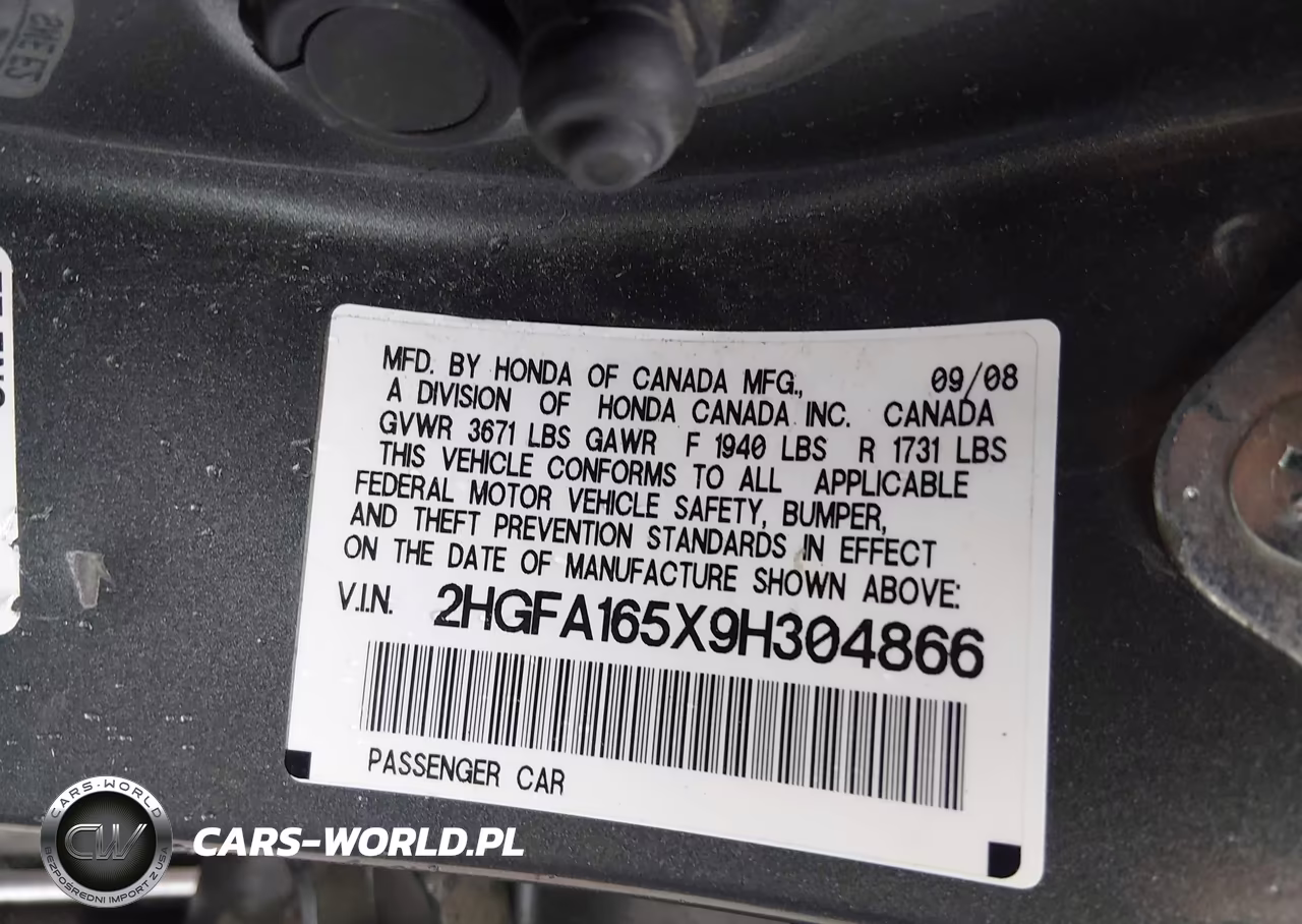 2009 Honda Civic Lx VIN:2HGFA165X9H304866 - 9