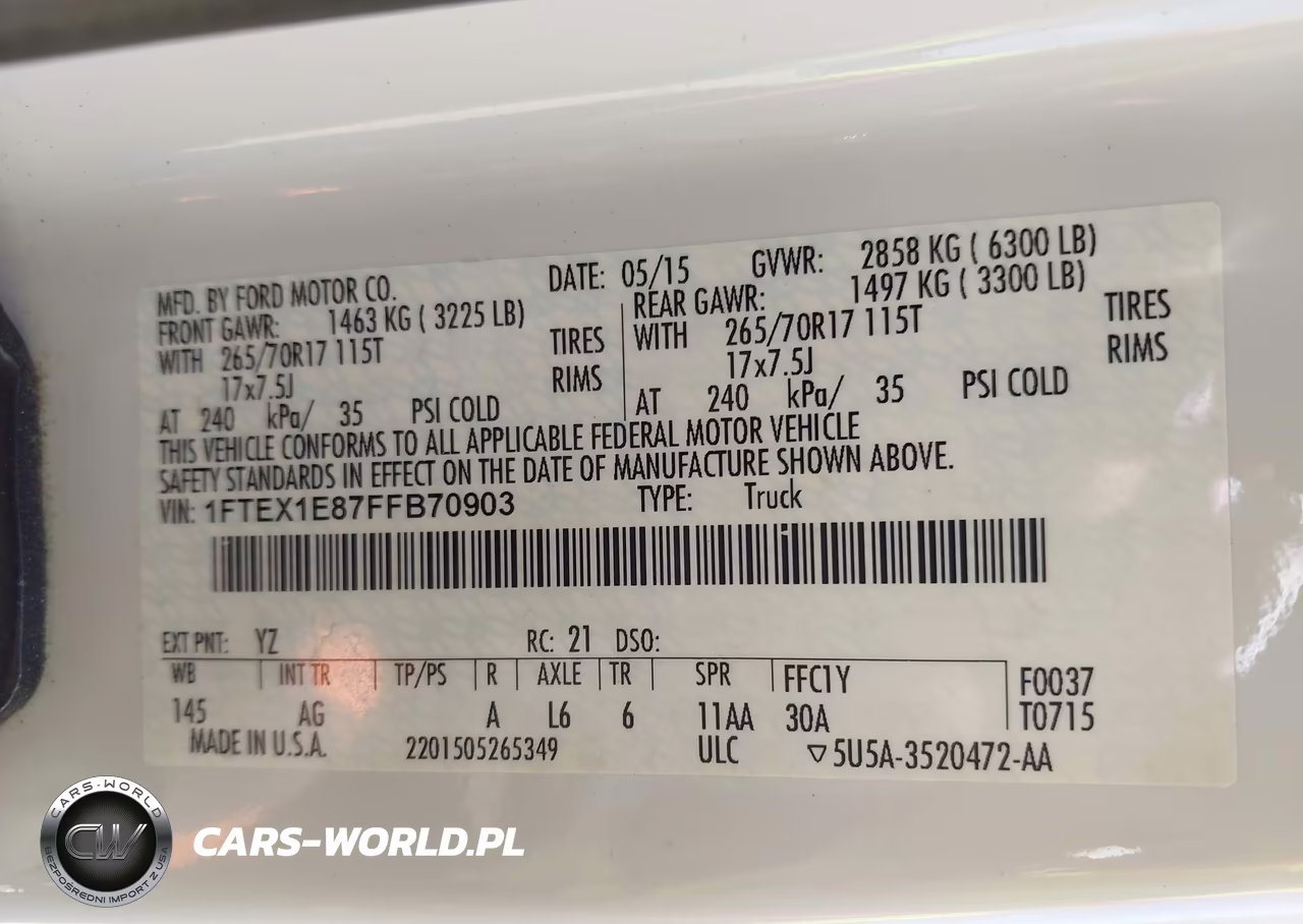 2015 Ford F-150 Xl VIN:1FTEX1E87FFB70903 - 9