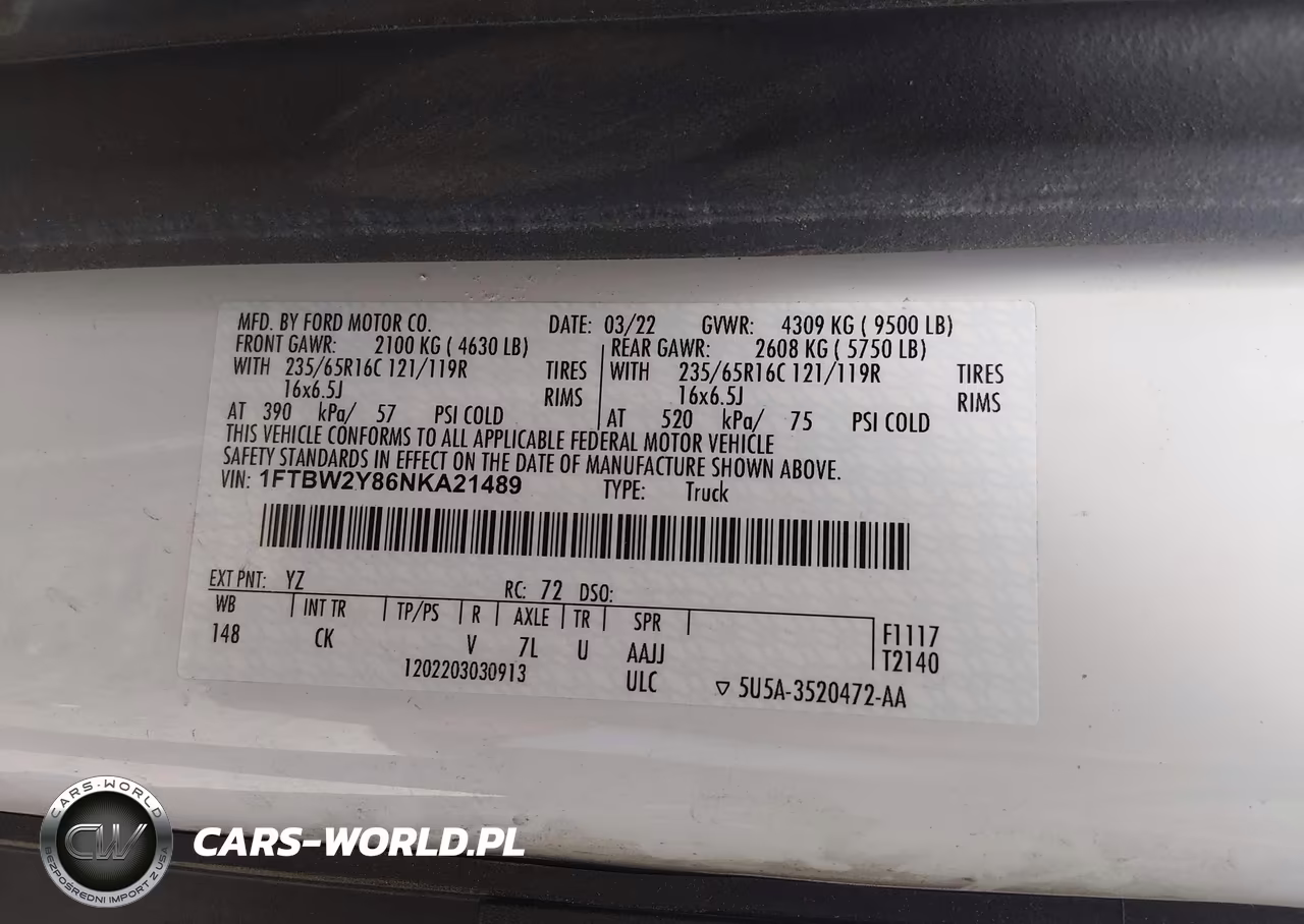 2022 Ford Transit-350 VIN:1FTBW2Y86NKA21489 - 9
