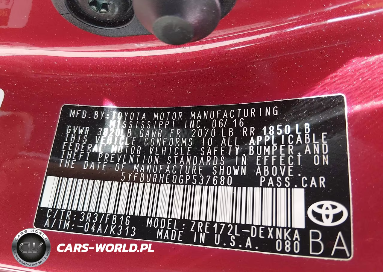 2016 Toyota Corolla Le Plus VIN:5YFBURHE0GP537680 - 9