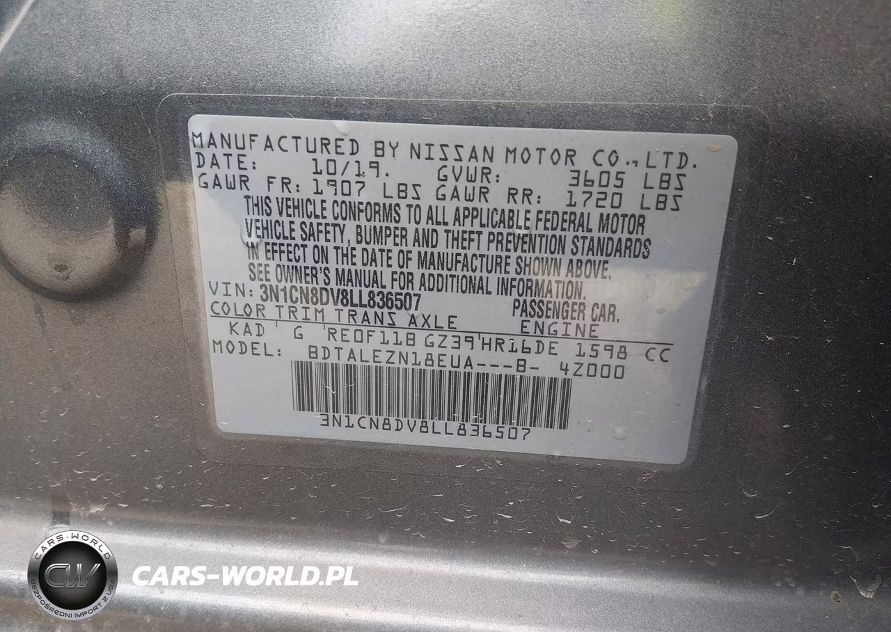 2020 Nissan Versa S Xtronic Cvt VIN:3N1CN8DV8LL836507 - 9