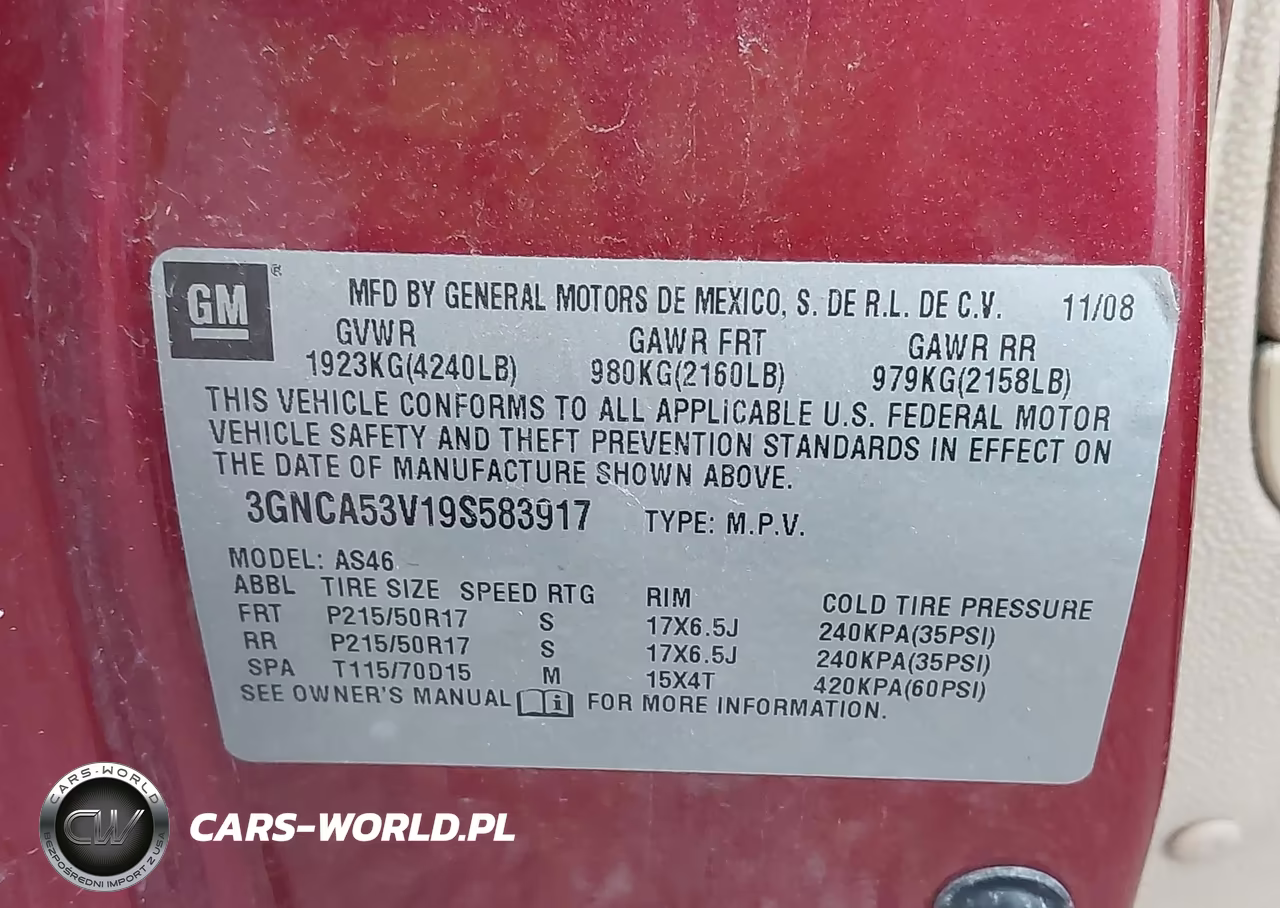2009 Chevrolet Hhr Lt VIN:3GNCA53V19S583917 - 9