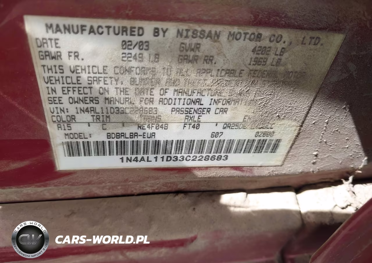 2003 Nissan Altima 2.5 S VIN:1N4AL11D33C228683 - 9