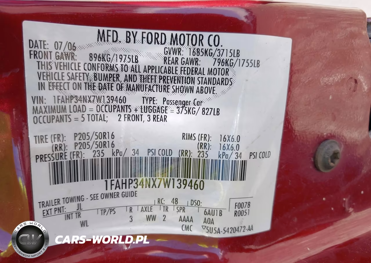 2007 Ford Focus S-Se-Ses VIN:1FAHP34NX7W139460 - 9