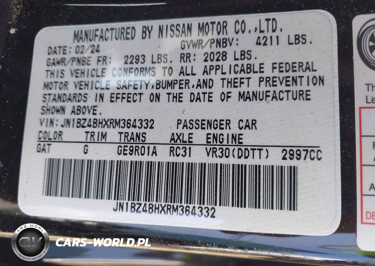 2024 Nissan Z Performance Auto VIN:JN1BZ4BHXRM364332 - 9