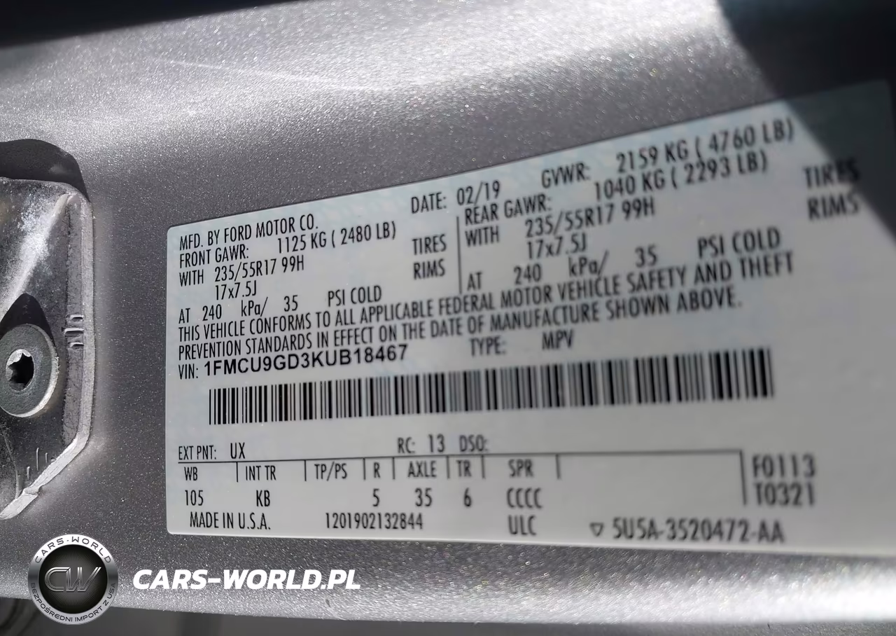 2019 Ford Escape Se VIN:1FMCU9GD3KUB18467 - 9