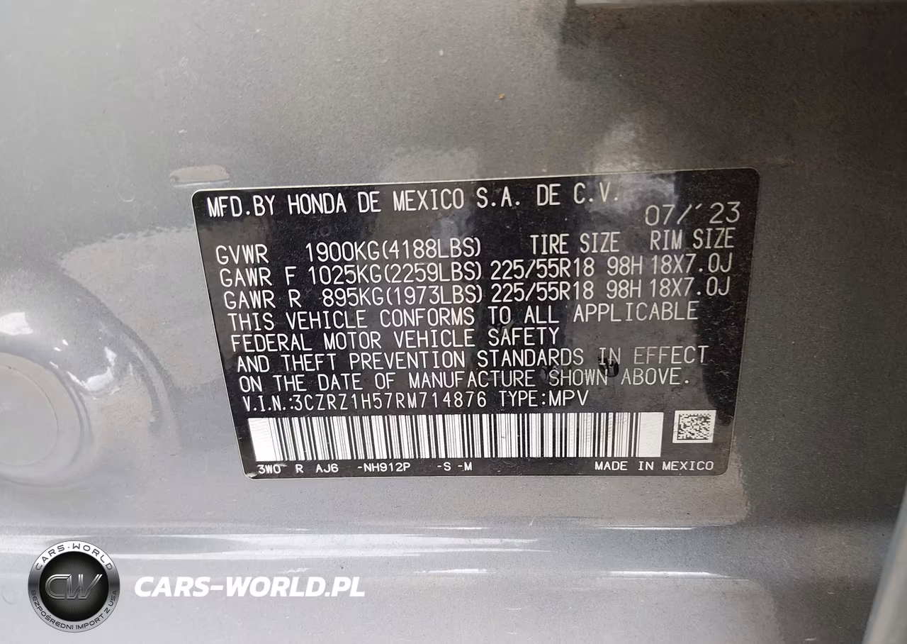 2024 Honda Hr-V 2Wd Sport-2Wd Sport W-O Bsi VIN:3CZRZ1H57RM714876 - 9