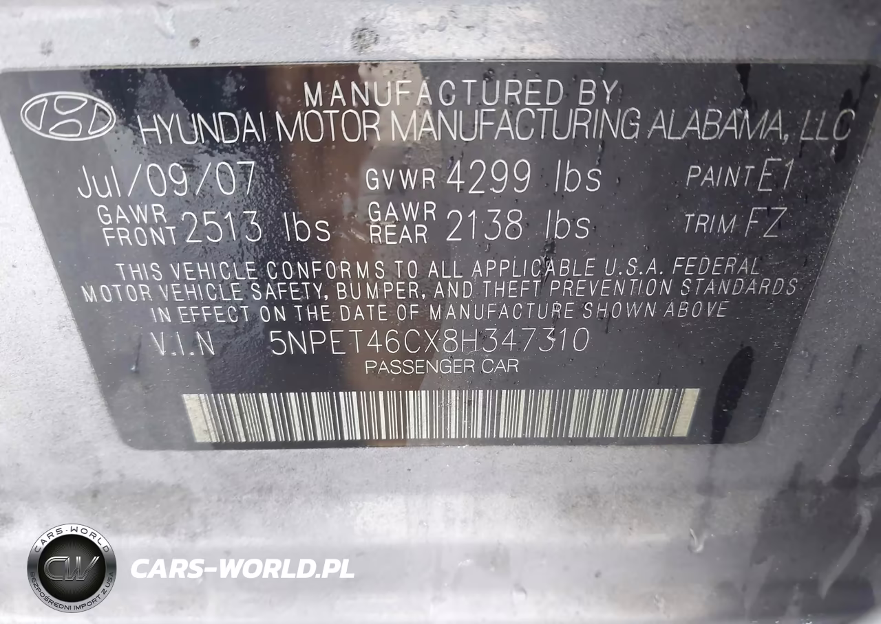 2008 Hyundai Sonata Gls VIN:5NPET46CX8H347310 - 9