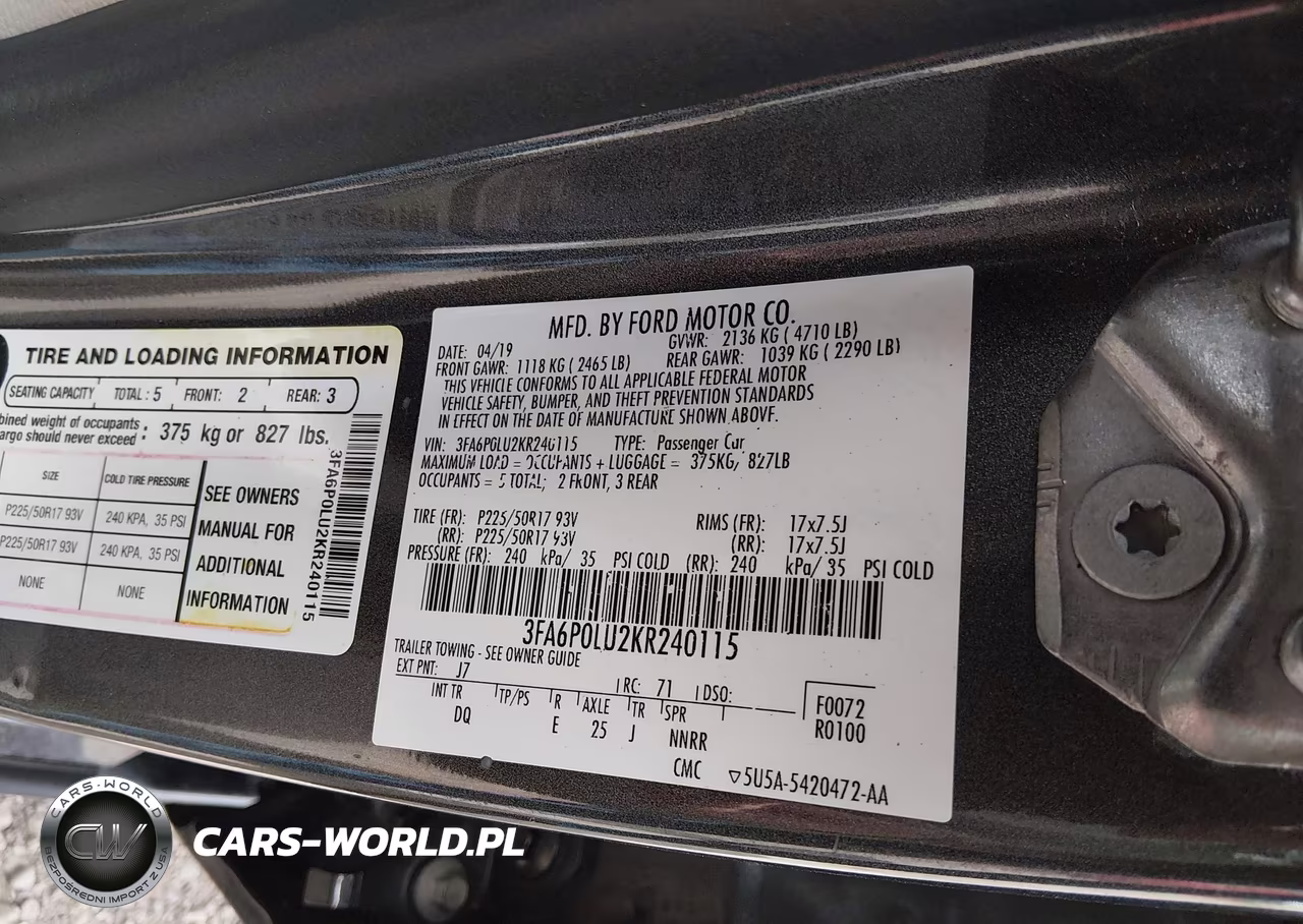 2019 Ford Fusion Hybrid Se VIN:3FA6P0LU2KR240115 - 9