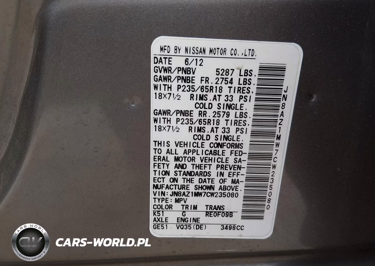 2012 Nissan Murano Sl VIN:JN8AZ1MW7CW235080 - 9