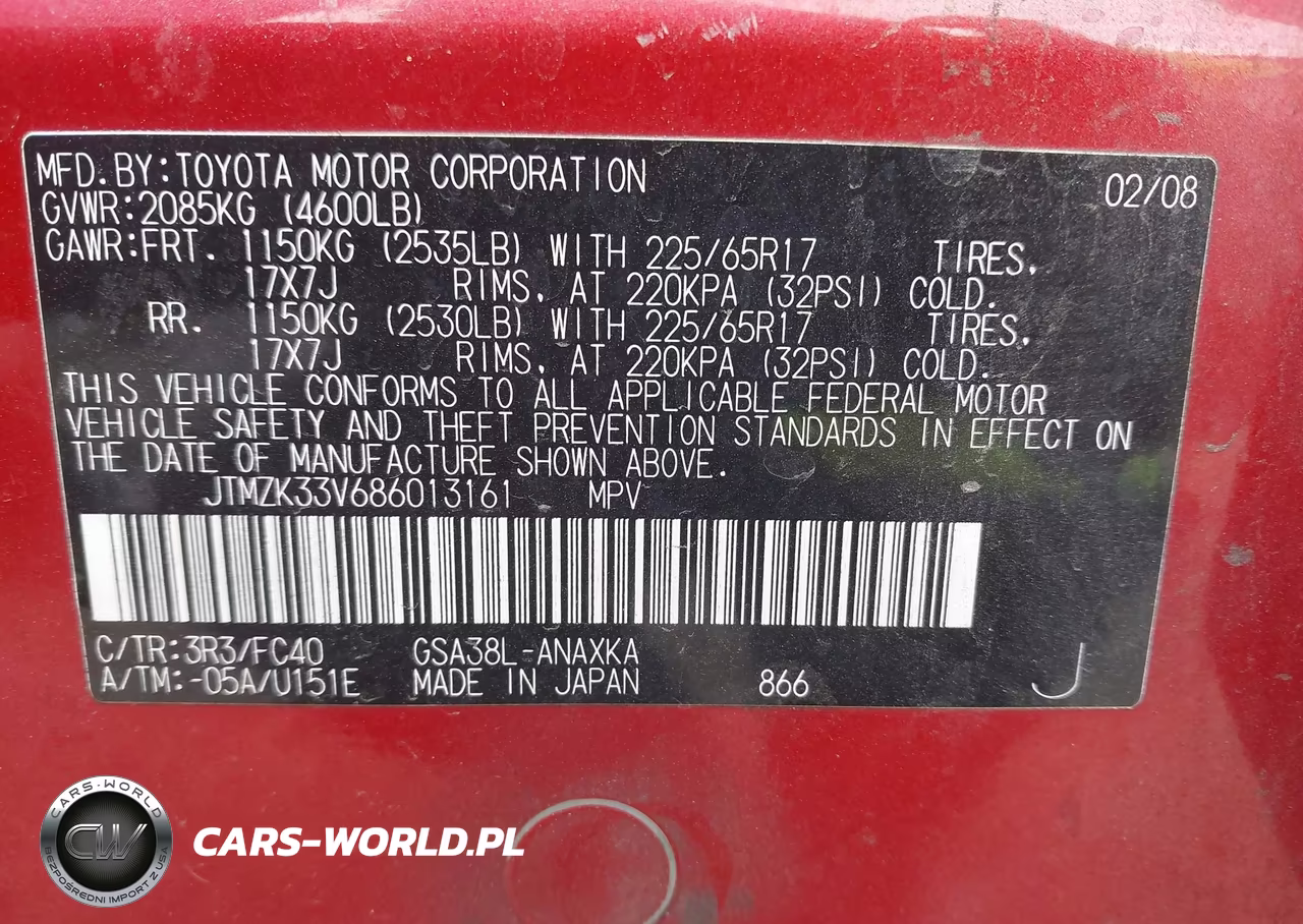 2008 Toyota Rav4 Base V6 VIN:JTMZK33V686013161 - 9