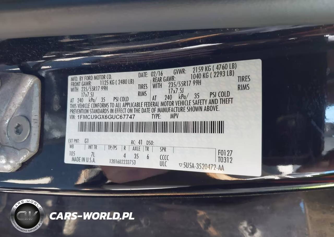 2016 Ford Escape Se VIN:1FMCU9GX6GUC67747 - 9