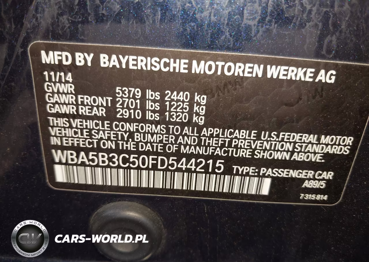 2015 BMW 535I xDrive VIN:WBA5B3C50FD544215 - 9