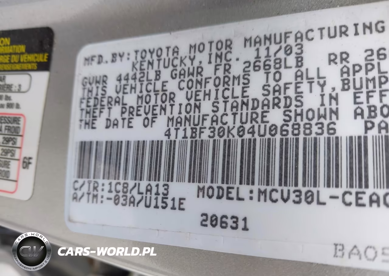 2004 Toyota Camry Xle V6 VIN:4T1BF30K04U068836 - 9