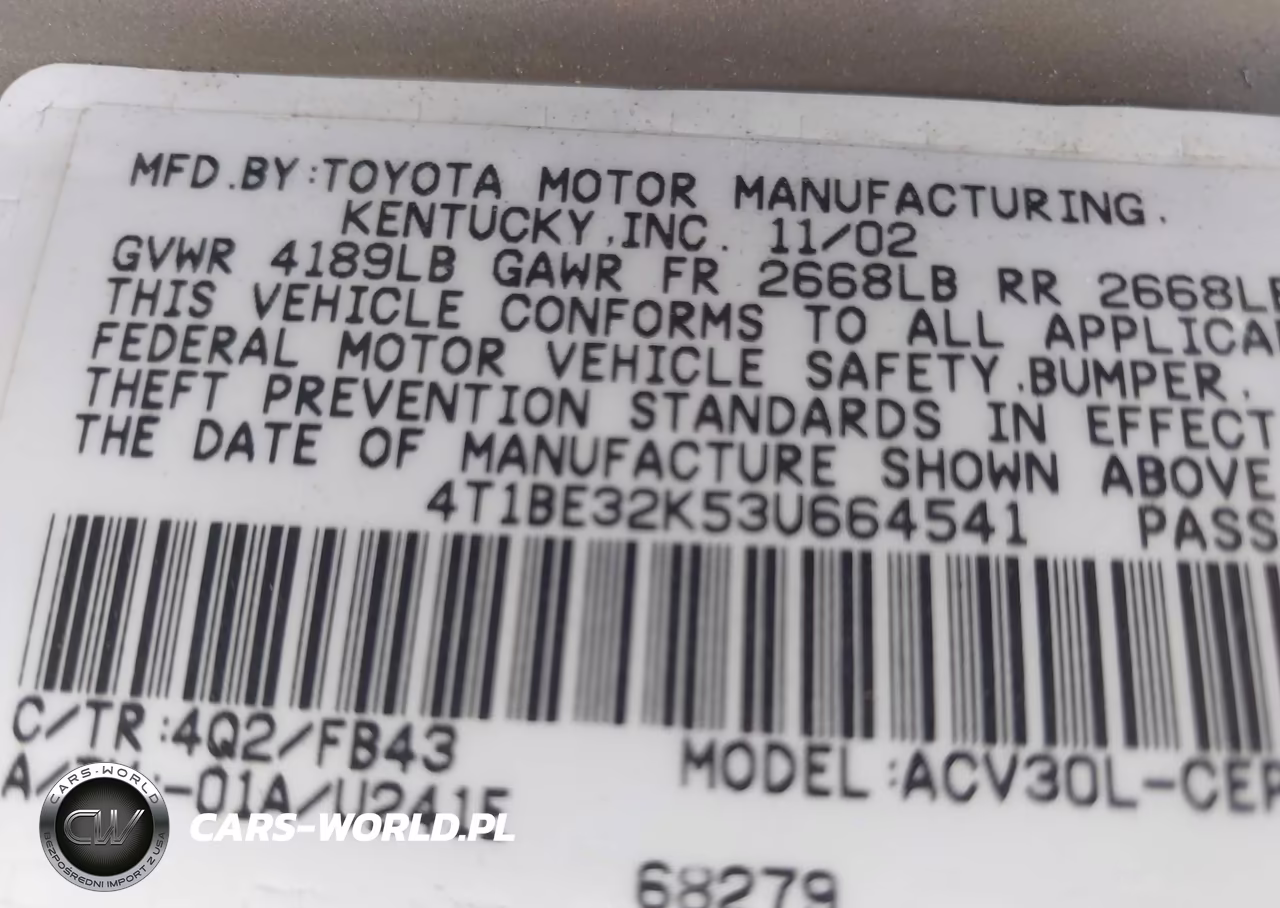 2003 Toyota Camry Le VIN:4T1BE32K53U664541 - 9
