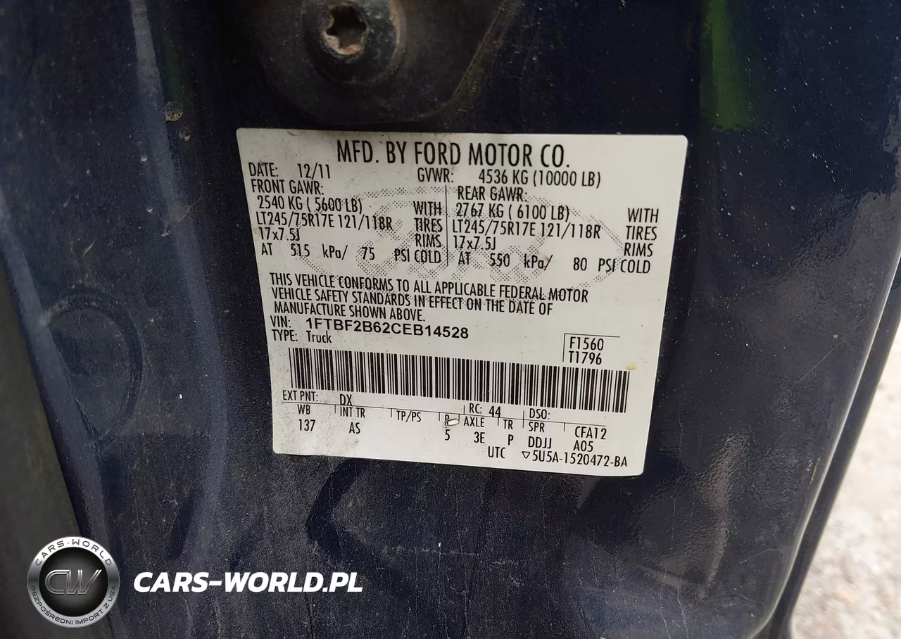 2012 Ford F-250 Xl VIN:1FTBF2B62CEB14528 - 9